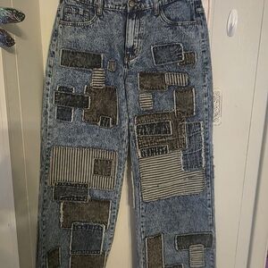 Patchwork Blue Denim Jeans - Women
